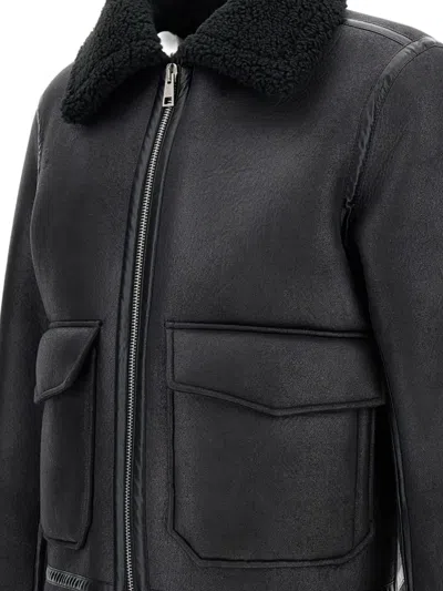 Apc Bomber Jacket With Shearling Collar And Cuffs In Black