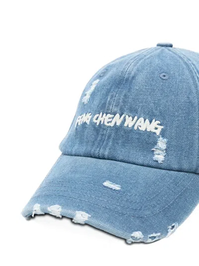 Feng Chen Wang Distressed Denim Cap In Blue