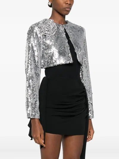 Giuseppe Di Morabito Rose-embellished Sequin Jacket In Silver