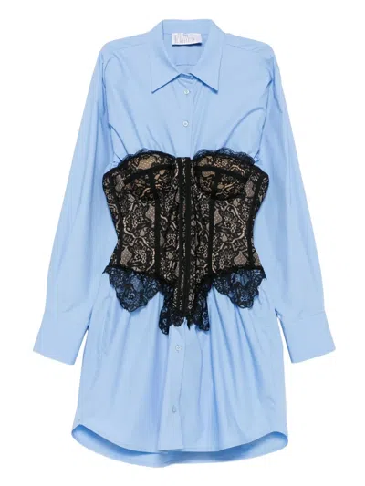 Giuseppe Di Morabito Lace-corset Shirt Dress In Blue
