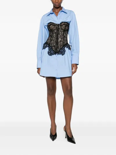 Giuseppe Di Morabito Lace-corset Shirt Dress In Blue