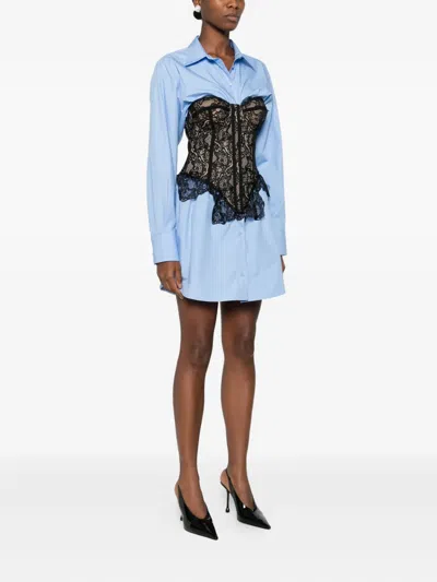 Giuseppe Di Morabito Lace-corset Shirt Dress In Blue