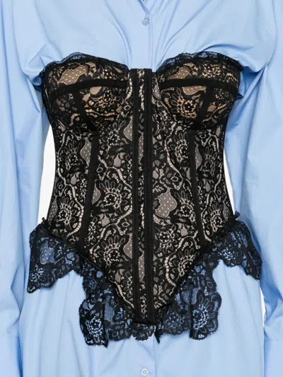 Giuseppe Di Morabito Lace-corset Shirt Dress In Blue