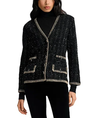 Veronica Beard Ceriani Sequin-embellished Tweed Jacket In Black