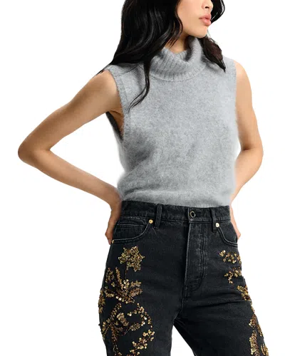 Veronica Beard Mazzy Brushed Cashmere Sleeveless Sweater In Gray