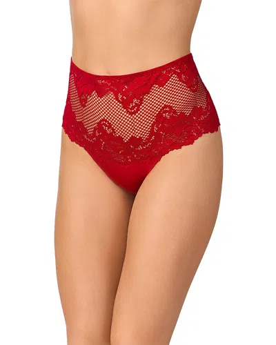 Le Mystere Lace Allure High Waist Thong In Red
