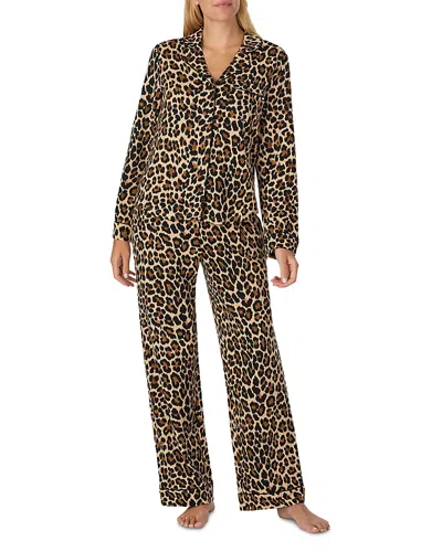 Kate Spade New York Printed Long Pajama Set In Animal Print