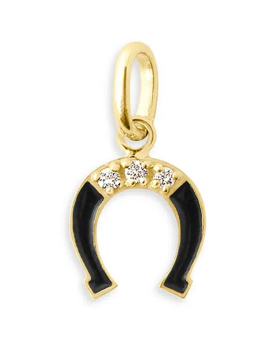 Gigi Clozeau 18k Yellow Gold Lucky Diamond Accent Black Resin Horseshoe Pendant In Gold