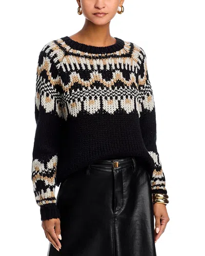 Aqua Fair Isle Crewneck Sweater - Exclusive In Black