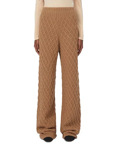 Max Mara Pevera High-rise Wool Wide-leg Pants In Brown