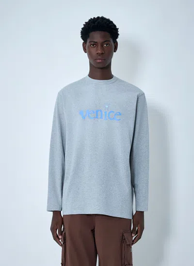 Erl Venice Print T-shirt In Gray