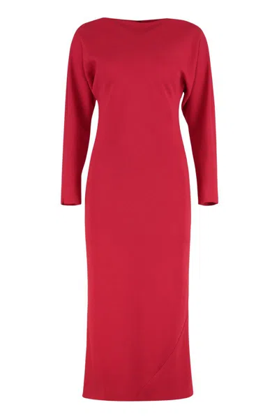 Alberta Ferretti Alberta Ferreti Midi Dress In Stretch Cady In Red