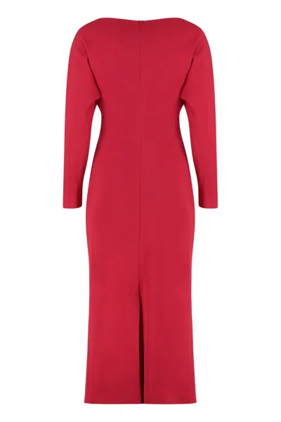 Alberta Ferretti Alberta Ferreti Midi Dress In Stretch Cady In Red
