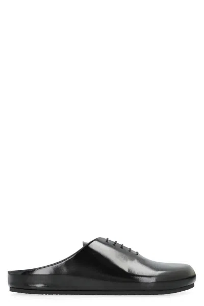 Jacquemus Round Toe Open Back Flat Sole Slippers In Black