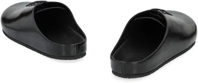 Jacquemus Round Toe Open Back Flat Sole Slippers In Black