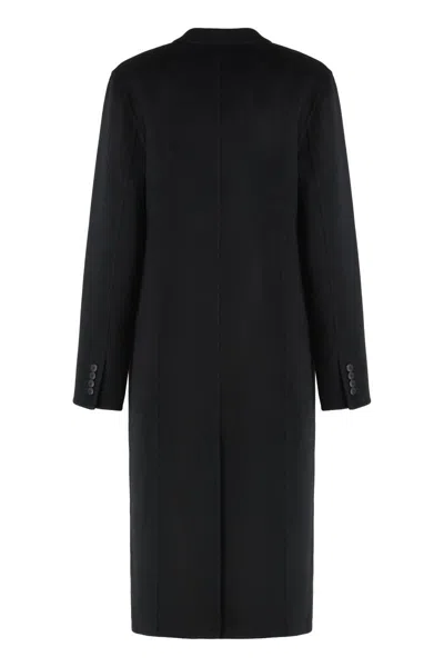 Tory Burch Asymmetric Wool-blend Coat In Black