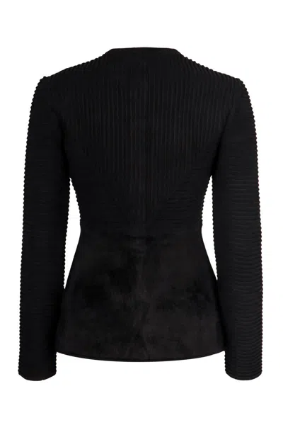 Emporio Armani Buttoned Crewneck Jacket In Black