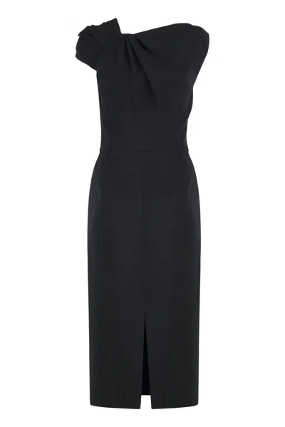 Givenchy Draped-detail One-shoulder Midi Dress In Black