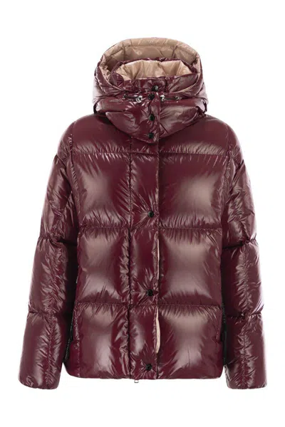 Moncler Parana Hooded Short Down Jacket In Shiny Nylon Clothing In Pink