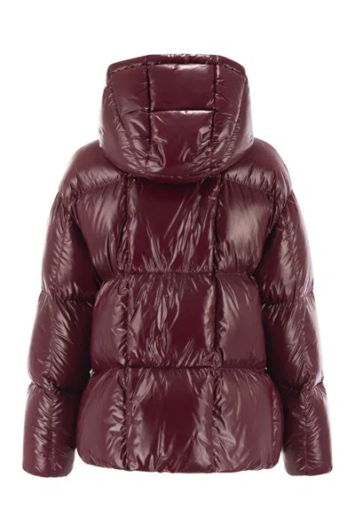 Moncler Parana Hooded Short Down Jacket In Shiny Nylon Clothing In Pink