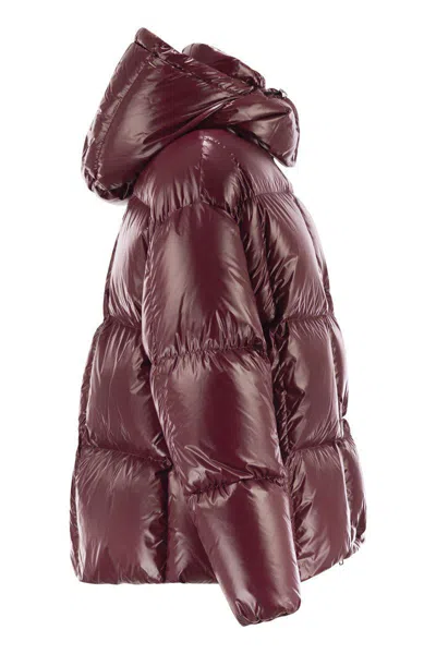 Moncler Parana Hooded Short Down Jacket In Shiny Nylon Clothing In Pink