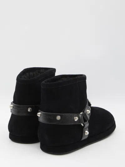 Balenciaga Women Leather And Wool Alaska Soft Bootie Boots In Black