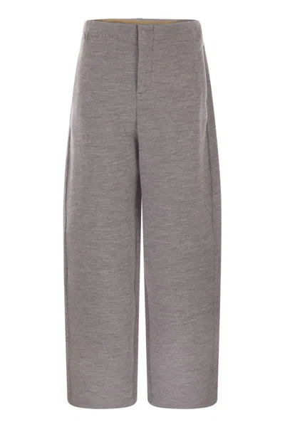 Max Mara Ebrien - Double Wool And Cotton Trousers In Gray