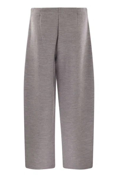 Max Mara Ebrien - Double Wool And Cotton Trousers In Gray