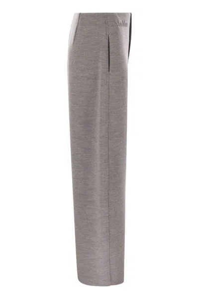 Max Mara Ebrien - Double Wool And Cotton Trousers In Gray