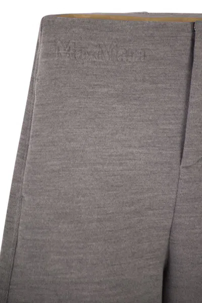 Max Mara Ebrien - Double Wool And Cotton Trousers In Gray