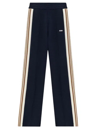 Autry Viscose Blend Trousers With Logo In Black