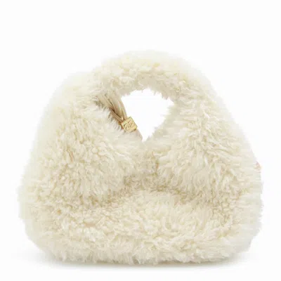 Ganni White Handbag With Adjustable And Removable Shoulder Strap And Top Zip Closure In Ecofur In White