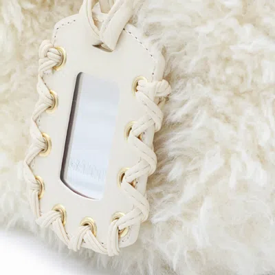 Ganni White Handbag With Adjustable And Removable Shoulder Strap And Top Zip Closure In Ecofur In White