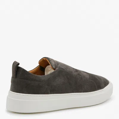 Kiton Suede Low Top Sneakers With Pull Tab In Gray