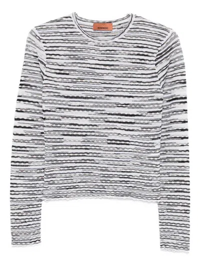 Missoni Striped Lightweight Crew Neck Knit Sweater In Multi