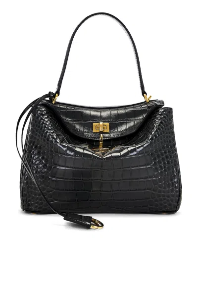 Balenciaga Rodeo Small Croc Embossed Top Handle Bag In Brown