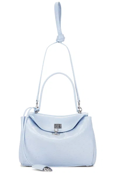 Balenciaga Rodeo Small Ostrich Top Handle Bag In Blue