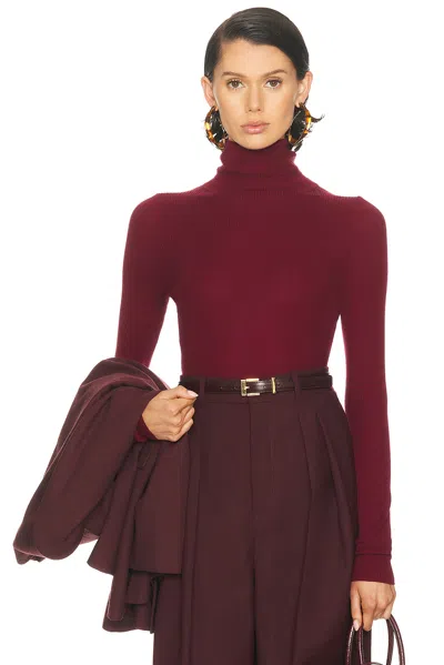 Enza Costa Silk Layering Turtleneck Top In Burgundy