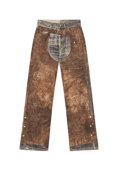 Acne Studios Wide Leg Patchwork Jeans With Button And Loops In Multi