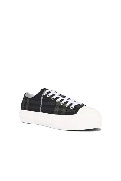 Burberry Navy Check Sneakers In Black