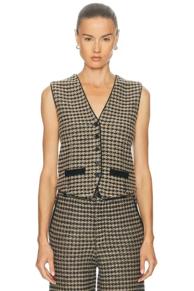 Guest In Residence Houndstooth Tailored Vest In Black