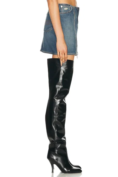 Jean Paul Gaultier Two-zip Detail Denim Mini Skirt In Blue