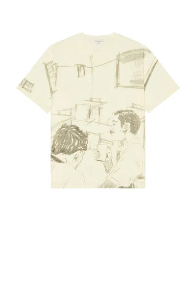Jw Anderson Cafe Scene Allover Print Tee In Yellow