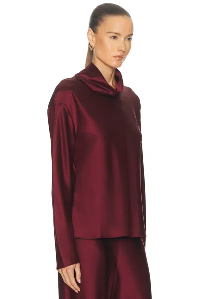 Leset Barb Long Sleeve Cowlneck Top In Burgundy