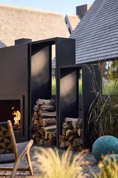 Terrain Weathering Steel Rectangle Log Holder, Black In Black