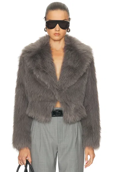 The Sei Faux Fur Bomber Jacket In Gray