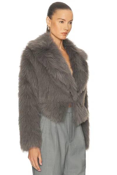 The Sei Faux Fur Bomber Jacket In Gray