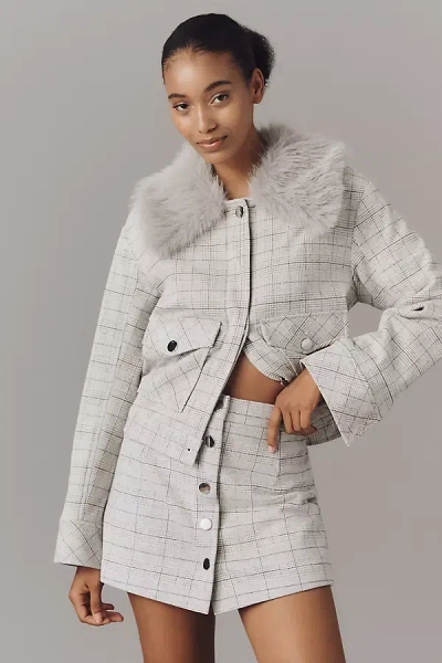 Maeve Cozy Plaid Skort In Gray