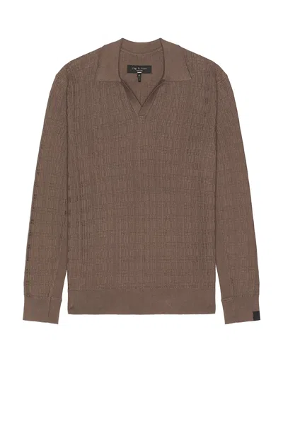 Rag & Bone Harvey Plaid Johnny Collar Polo In Brown