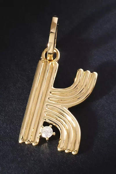 Adina Reyter Groovy Diamond Initial Hinged Charm In Gold